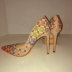 Blush/cream colored gem accented heels